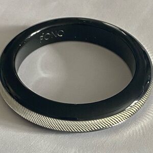 Pono by Joan Goodman Black & Silver Bangle Bracelet Signed